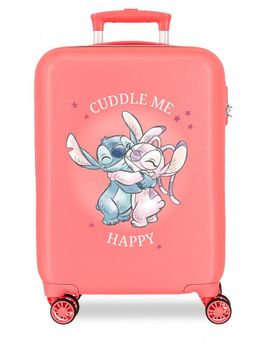 4041143 ABS SUITCASE 55CM 4W.  STITCH CUDDLE ME CORAL